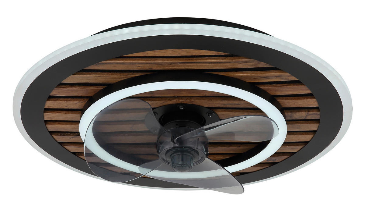 Deckenleuchte mit Ventilator TREVINO 49/13 cm   - Dunkelbraun/Opal, KONVENTIONELL, Kunststoff/Metall (49/13cm) - Globo