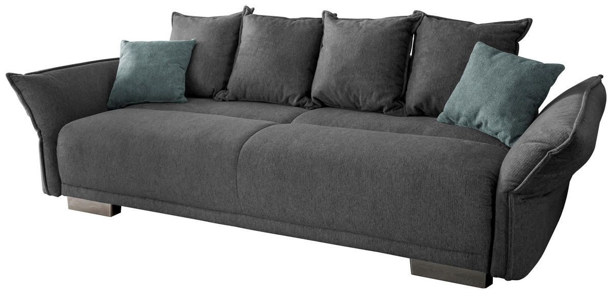 BIGSOFA in Chenille Anthrazit  - Chromfarben/Anthrazit, Modern, Kunststoff/Textil (242/71/90/131cm) - Livetastic