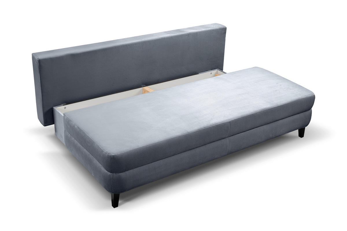 SCHLAFSOFA SORTO  mit Liegefunktion Cord Blaugrau  - Blaugrau/Schwarz, Basics, Holz/Textil (200/91/100cm) - MID.YOU