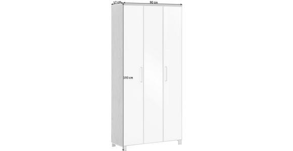 GARDEROBENSCHRANK 90/193/37 cm  - Chromfarben/Eiche Bianco, Design, Glas/Holz (90/193/37cm) - Novel