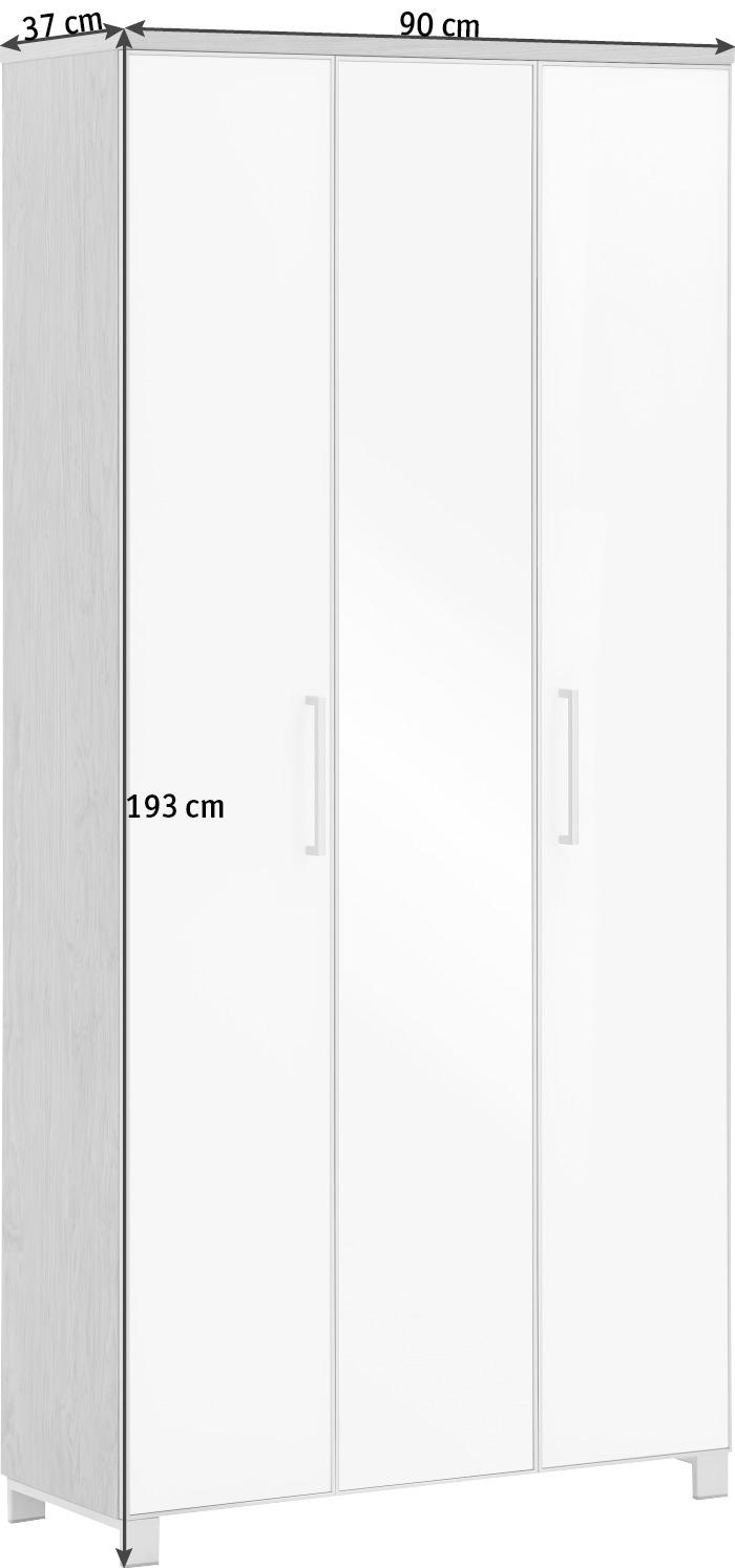GARDEROBENSCHRANK 90/193/37 cm  - Chromfarben/Anthrazit, Design, Glas/Holzwerkstoff (90/193/37cm)