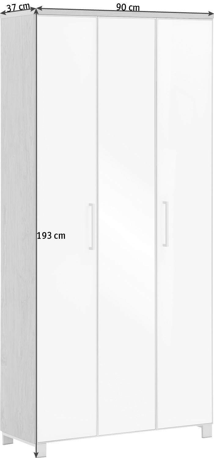 Thumbnail - Garderobenschrank Santina, Weiß, Eiche Bianco, Holzwerkstoff, Eiche, furniert, 2 Fächer, 90x193x37 cm, Goldenes M, Made ...
