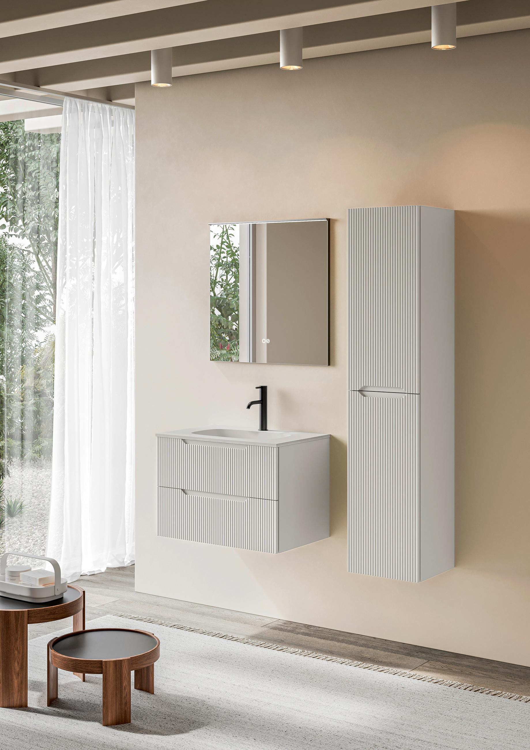 BADEZIMMER 3-teilig  in 80 cm  - Weiß, KONVENTIONELL, Holzwerkstoff/Stein (80cm) - Belluti