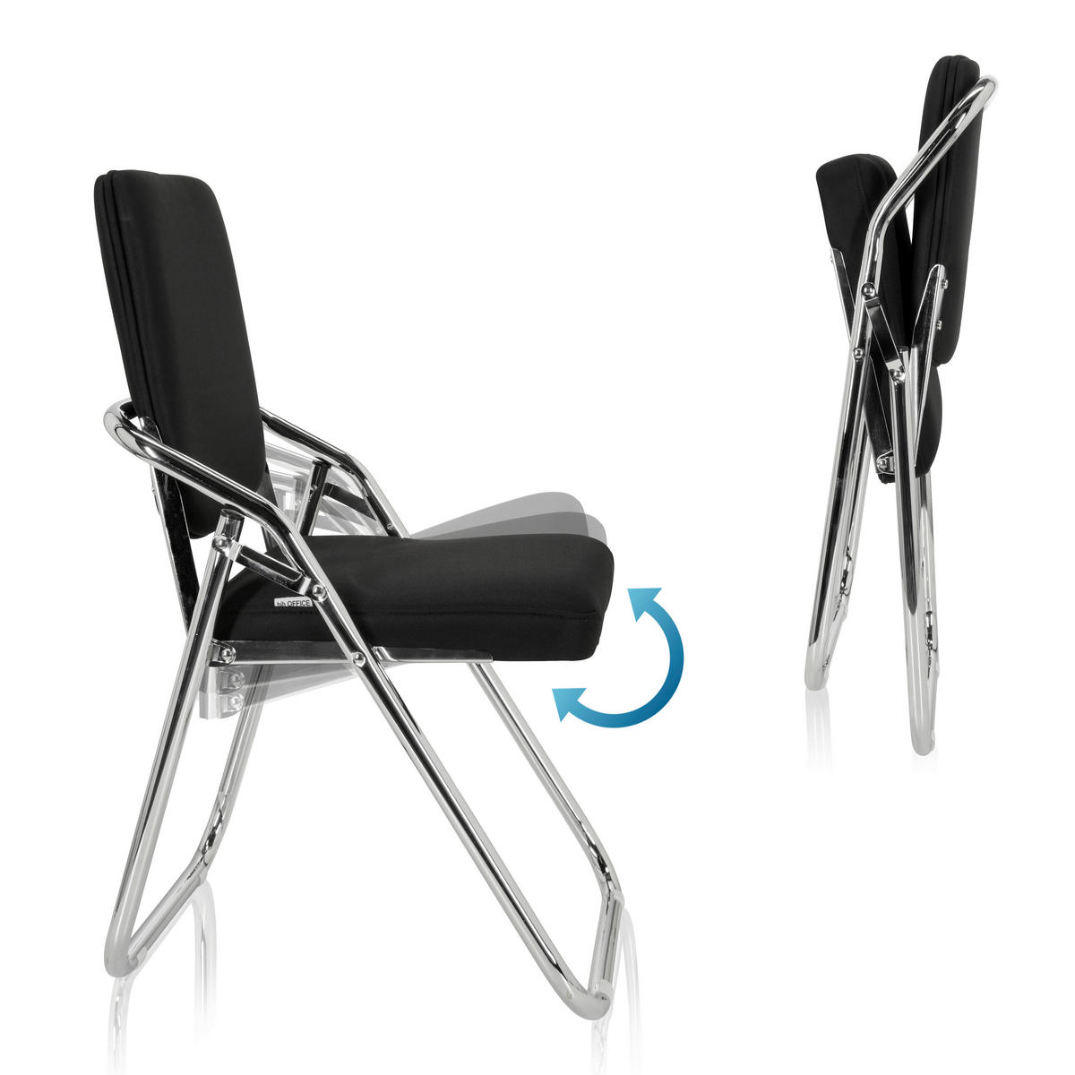 BESUCHERSTUHL Schwarz  - Chromfarben/Schwarz, Basics, Textil/Metall (46/90/40cm) - MID.YOU