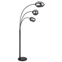 BOGENLEUCHTE 80/60/175 cm    - Schwarz/Grau, Design, Glas/Metall (80/60/175cm) - Globo