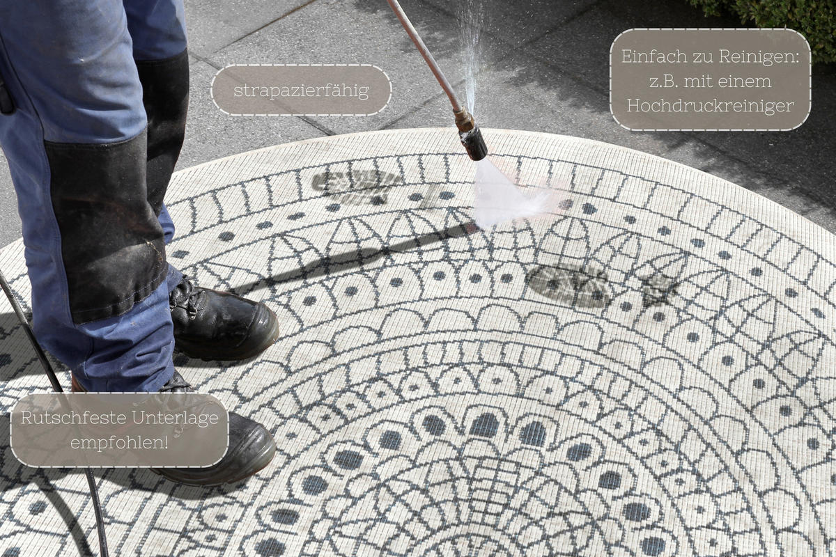 OUTDOORTEPPICH 140 cm Twin Grau, Creme  - Creme/Grau, Design, Kunststoff (140cm) - Hanse Home