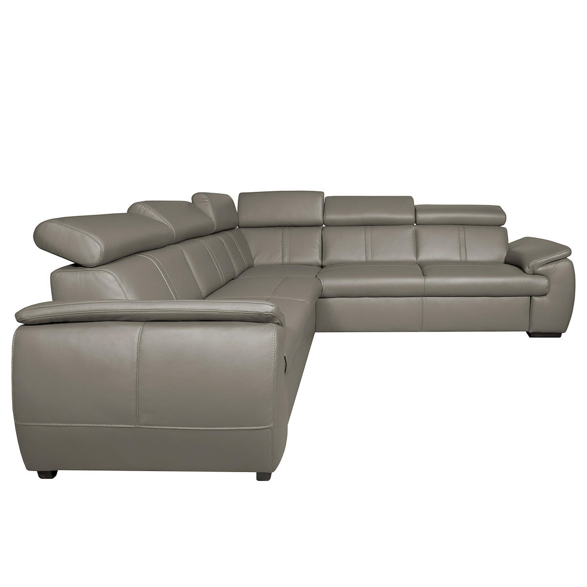 ECKSOFA  in Echtleder Schlammfarben  - Schlammfarben/Schwarz, Design, Leder/Holz (265/265cm) - Livetastic