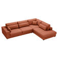 ECKSOFA in Cord Terracotta  - Terracotta/Schwarz, KONVENTIONELL, Kunststoff/Textil (314/250cm) - Carryhome