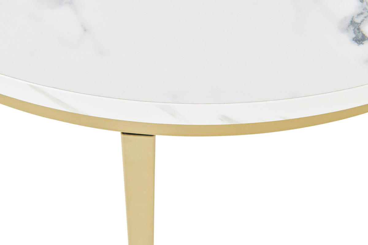 SADA KONFERENČNÝCH STOLÍKOV, biela, zlatá, kov, kompozitné drevo, 60-80/60-80/42-45 cm - biela/zlatá, Design, kov/kompozitné drevo (60-80/60-80/42-45cm) - home24