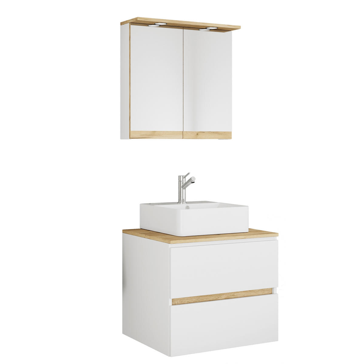 BADEZIMMER 3-teilig  in 60 cm  - Honigeiche/Weiß, Trend, Keramik/Holzwerkstoff (60cm) - MID.YOU