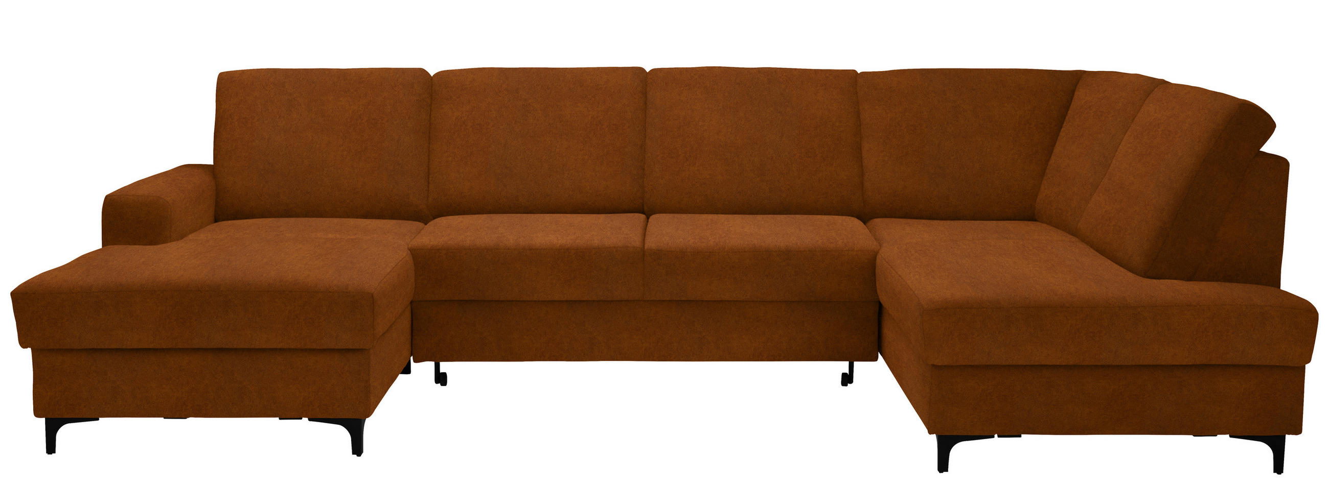 WOHNLANDSCHAFT Cognac Flachgewebe  - Cognac/Schwarz, KONVENTIONELL, Textil/Metall (167/317/185cm) - Stylife