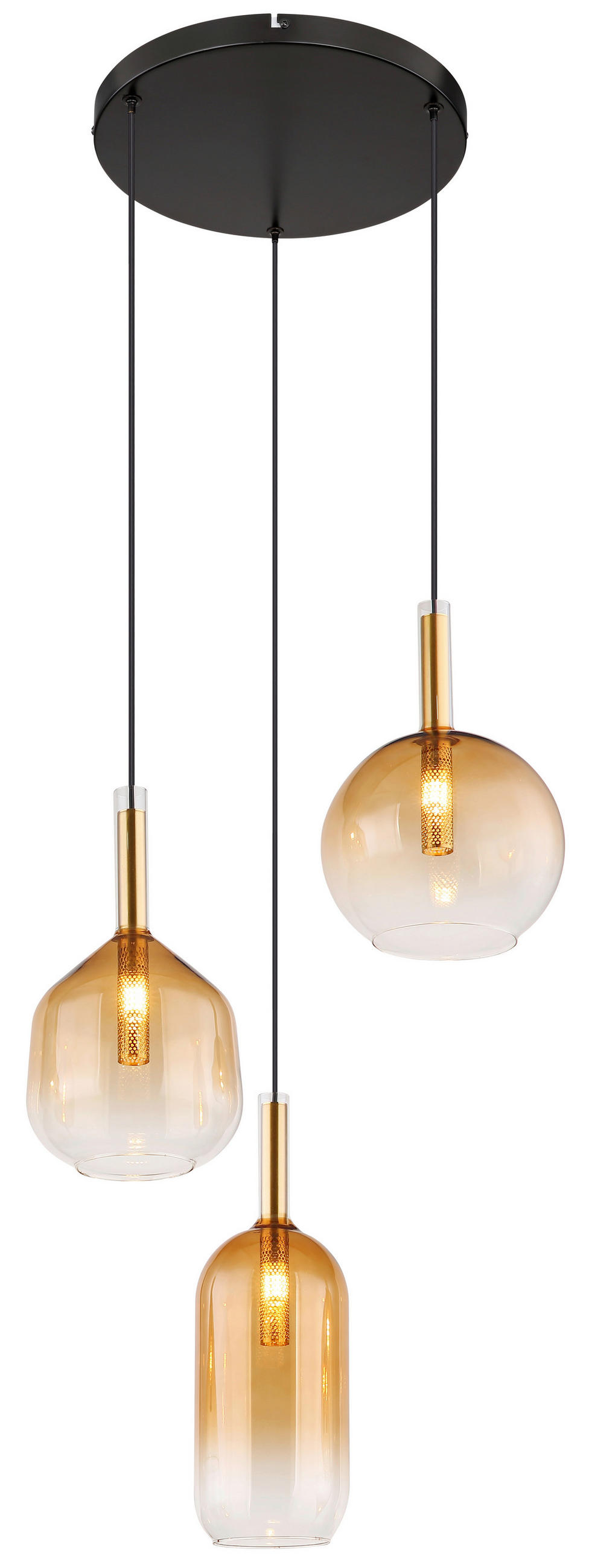 HÄNGELEUCHTE 43/150 cm    - Klar/Messingfarben, Konventionell, Glas/Metall (43/150cm) - Globo