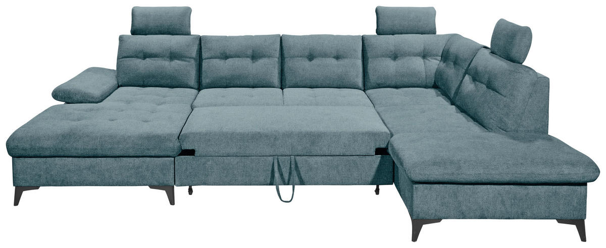 WOHNLANDSCHAFT in Webstoff Blau  - Blau/Schwarz, Konventionell, Kunststoff/Textil (170/324/218cm) - MID.YOU