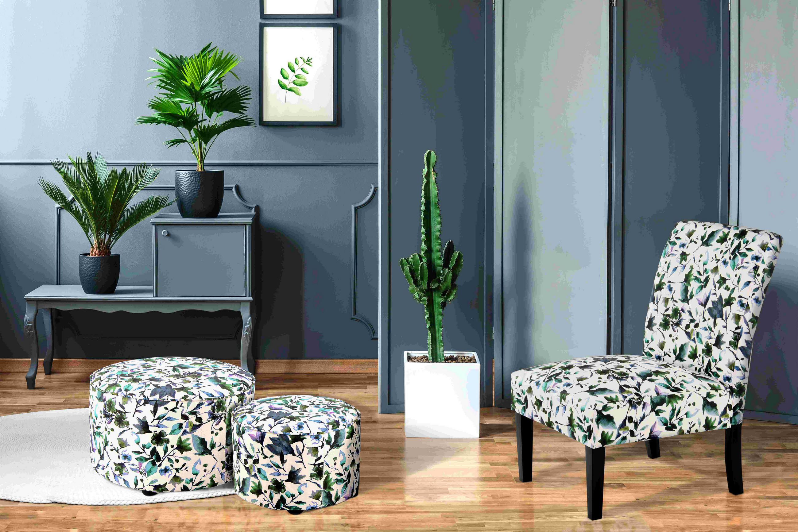 STUHL  in Flachgewebe Textil  - Blau/Lila, Design, Holz/Textil (55/92/77cm) - Kayoom