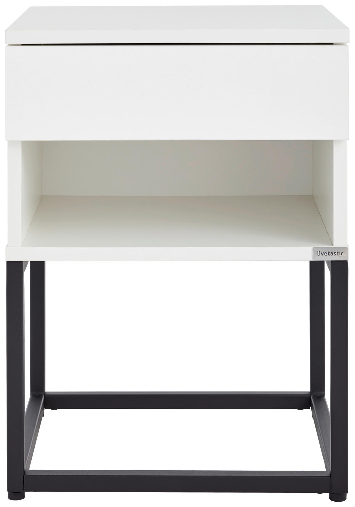 NOČNÍ STOLEK, černá, bílá, 40/55/35 cm - bílá/černá, Moderní, kov/kompozitní dřevo (40/55/35cm) - Livetastic