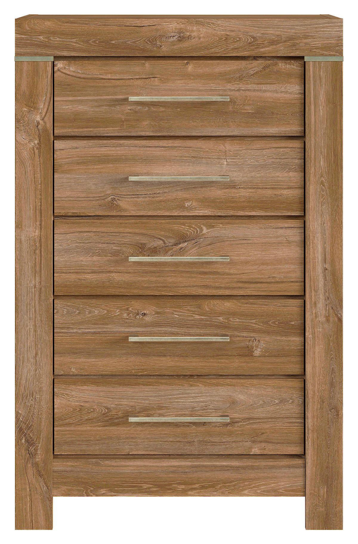 KOMODA, barvy dubu, 70/110/45 cm - barvy dubu/barvy niklu, Design, kov/kompozitní dřevo (70/110/45cm) - Welnova