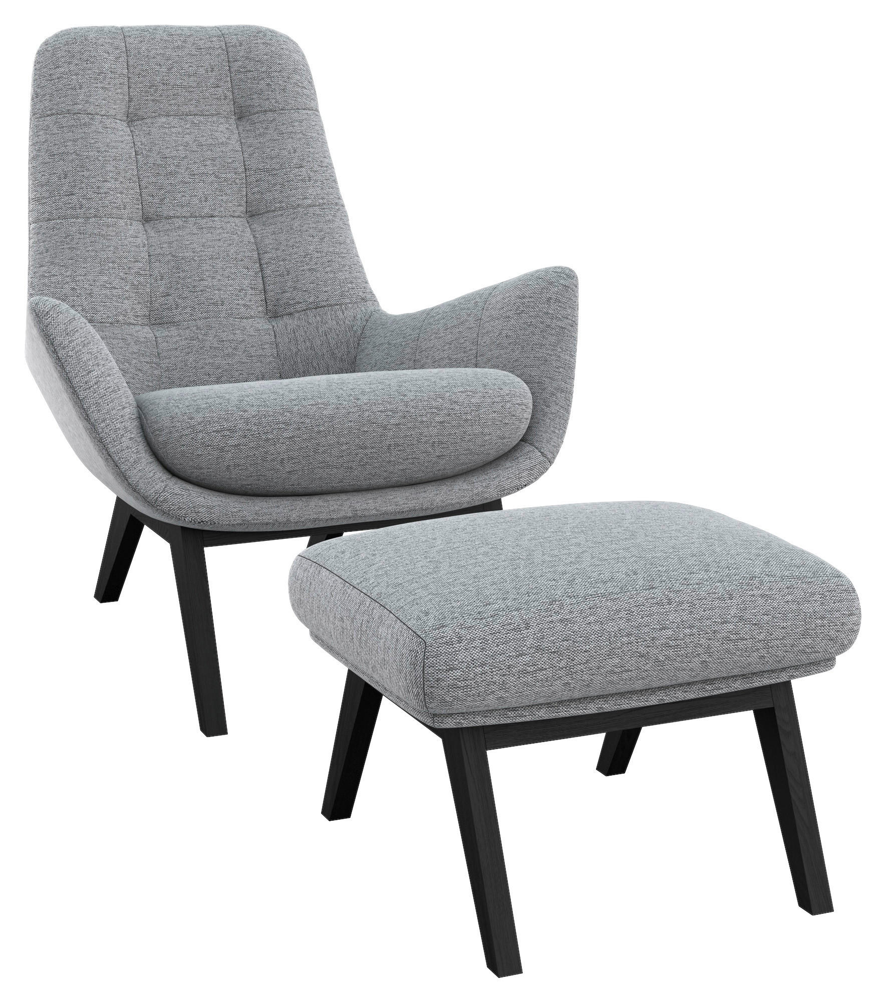 SESSELSET Flachgewebe Hocker    - Hellgrau/Schwarz, Design, Holz/Textil (84/95/96cm) - MID.YOU