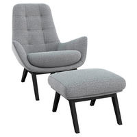 SESSELSET Flachgewebe Hocker    - Hellgrau/Schwarz, Design, Holz/Textil (84/95/96cm) - MID.YOU
