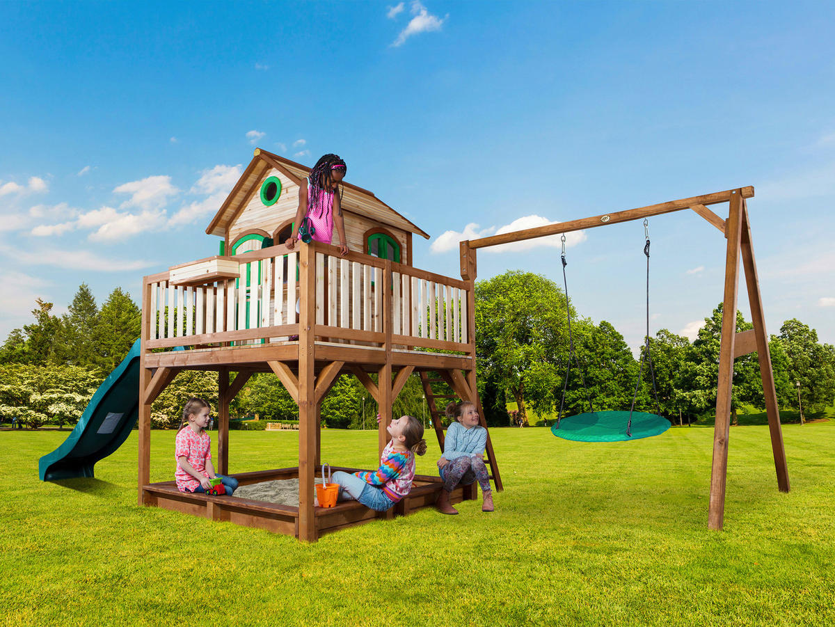SPIELTURM 613/291/277 cm  - Braun/Grün, Konventionell, Holz (613/291/277cm)