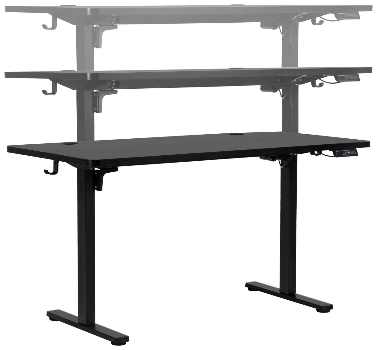 SCHREIBTISCH 140/70/72/118 cm Schwarz elektrisch höhenverstellbar  - Schwarz, MODERN, Holzwerkstoff/Metall (140/70/72/118cm) - Livetastic
