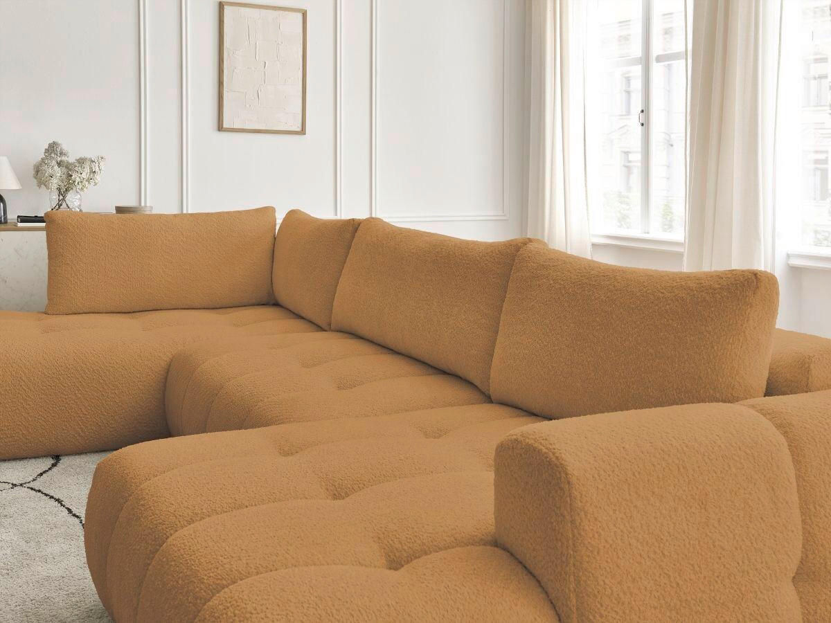 WOHNLANDSCHAFT  FUJI  Gelb Bouclé  - Gelb/Schwarz, MODERN, Kunststoff/Textil (204/377/160cm)