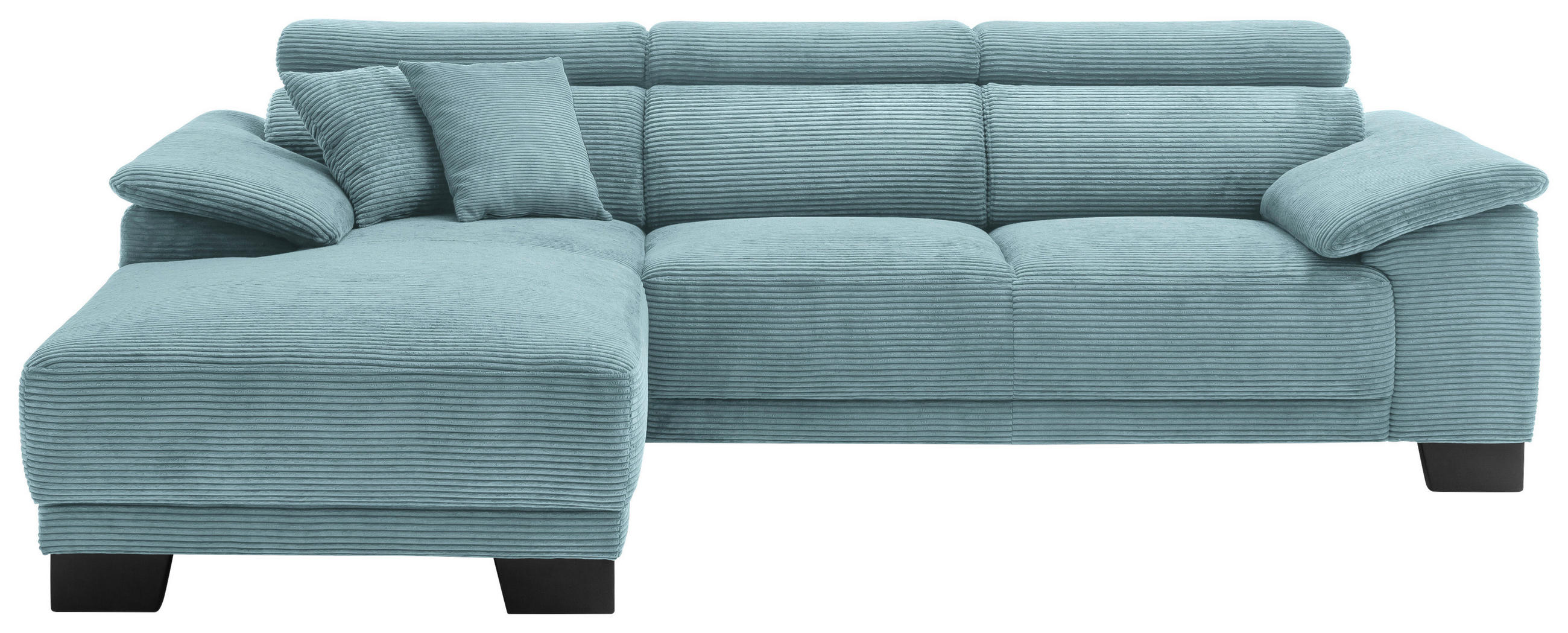 ECKSOFA in Cord Hellblau  - Schwarz/Hellblau, Design, Holz/Textil (174/270cm) - Pure Home Lifestyle