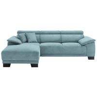 ECKSOFA in Cord Hellblau  - Schwarz/Hellblau, Design, Holz/Textil (174/270cm) - Pure Home Lifestyle