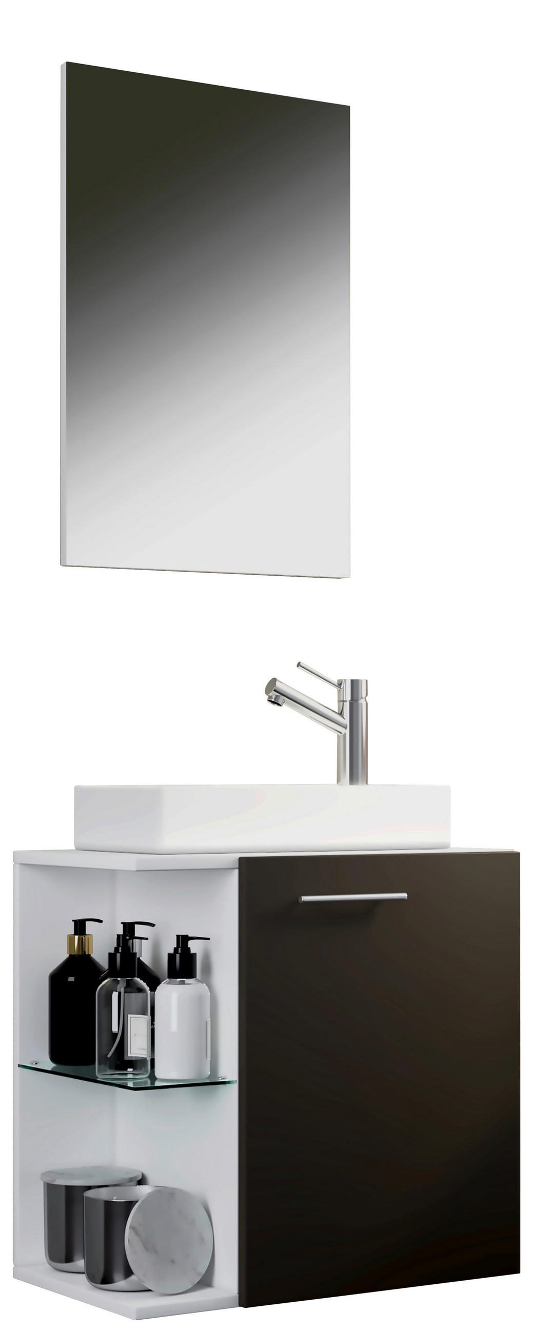 Badmöbel-set 3-tlg. Hängend Hausa B: 63 Cm Weiß/schwarz