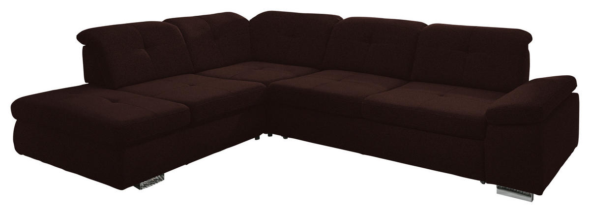 ECKSOFA  in Mikrofaser Braun  260/312 cm  - Chromfarben/Braun, Design, Textil/Metall (260/312cm) - Beldomo Style
