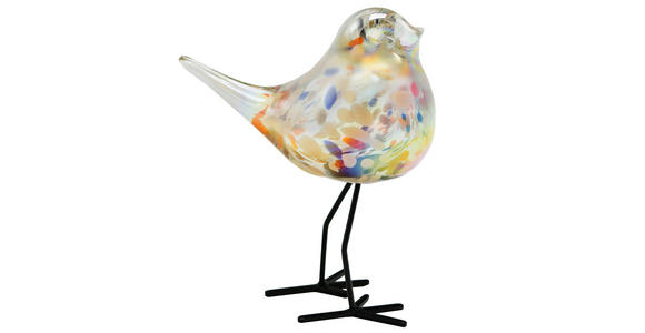 DEKOVOGEL - Gelb/Schwarz, KONVENTIONELL, Glas/Metall (13/15,5/8,5cm) - Ambia Home