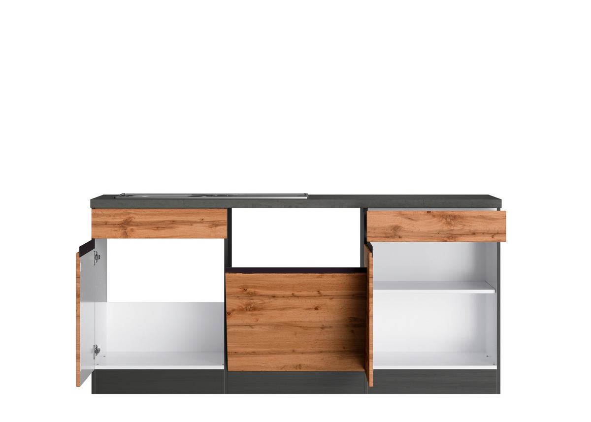 KÜCHENLEERBLOCK 360 cm   in Eiche Wotan  - Eiche Wotan, Design, Holzwerkstoff (360cm) - Held