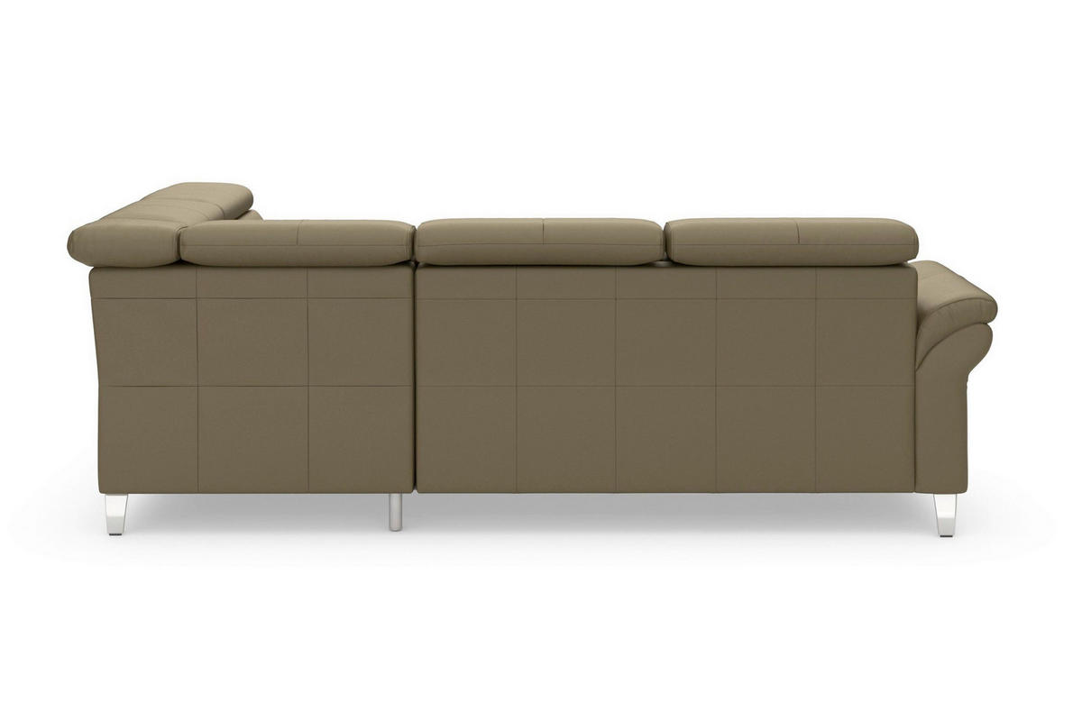 ECKSOFA ARNGAST E Olivgrün Echtleder Kopfteilverstellung  - Chromfarben/Olivgrün, Basics, Leder/Metall (245/194cm) - Sit & More