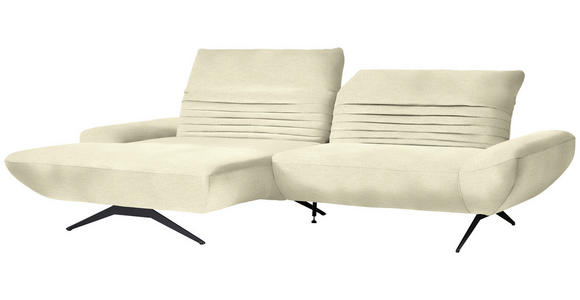 ECKSOFA  in Chenille Creme  170-195/280 cm  - Creme/Schwarz, Design, Textil/Metall (170-195/280cm) - Dieter Knoll