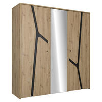 DULAP CU UȘI ROTATIVE stejar închis la culoare, stejar Artisan  - stejar închis la culoare/stejar Artisan, Modern, metal/material pe bază de lemn (200/210/60cm) - MID.YOU