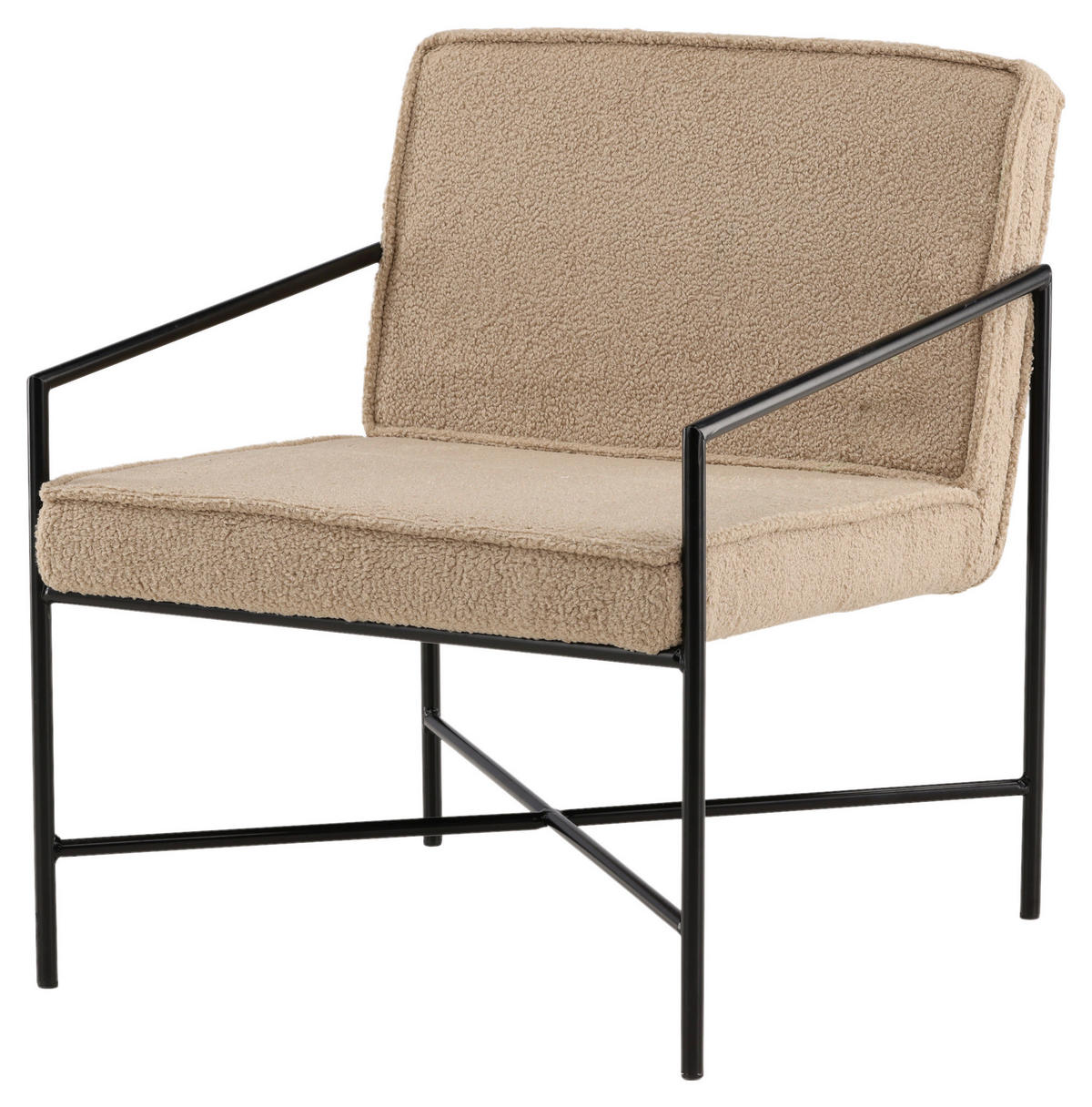SESSEL in Teddystoff Schwarz, Beige  - Beige/Schwarz, Design, Textil/Metall (66/78/65cm) - Livetastic