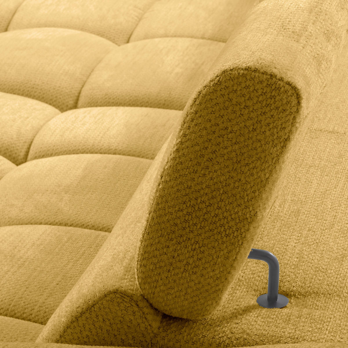 ECKSOFA  Webstoff Senfgelb  - Senfgelb/Schwarz, Design, Kunststoff/Textil (177/274cm) - Livetastic