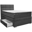 BOXSPRINGBETT 140/200 cm  in Anthrazit  - Anthrazit/Alufarben, KONVENTIONELL, Kunststoff/Textil (140/200cm) - Carryhome
