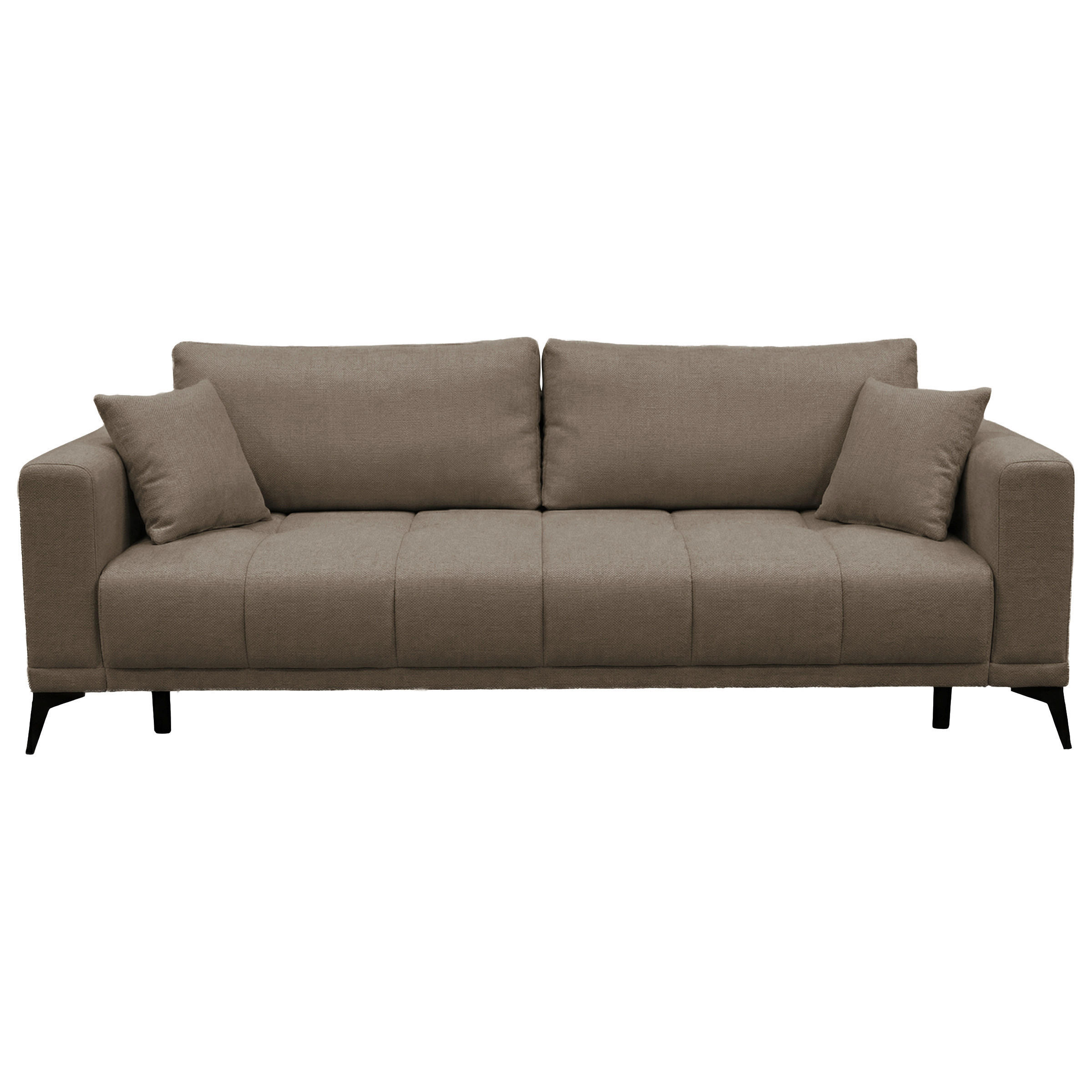 SCHLAFSOFA GRANDE in Chenille Taupe  - Taupe/Schwarz, Design, Textil/Metall (238/83/98cm) - MID.YOU