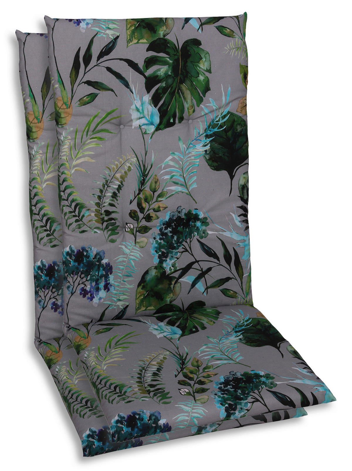 SESSELAUFLAGENSET Blätter  - Anthrazit/Grün, Basics, Textil (48/5/118cm)