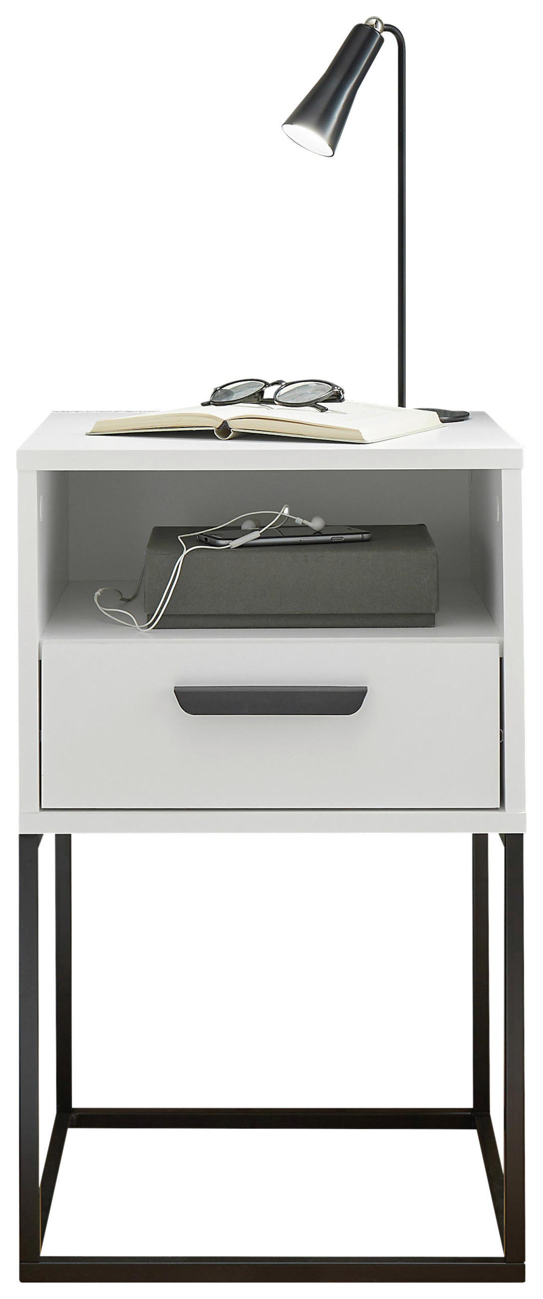 NACHTKÄSTCHEN 40/65/39 cm  in Weiß  - Schwarz/Weiß, Design, Holzwerkstoff/Kunststoff (40/65/39cm) - Carryhome