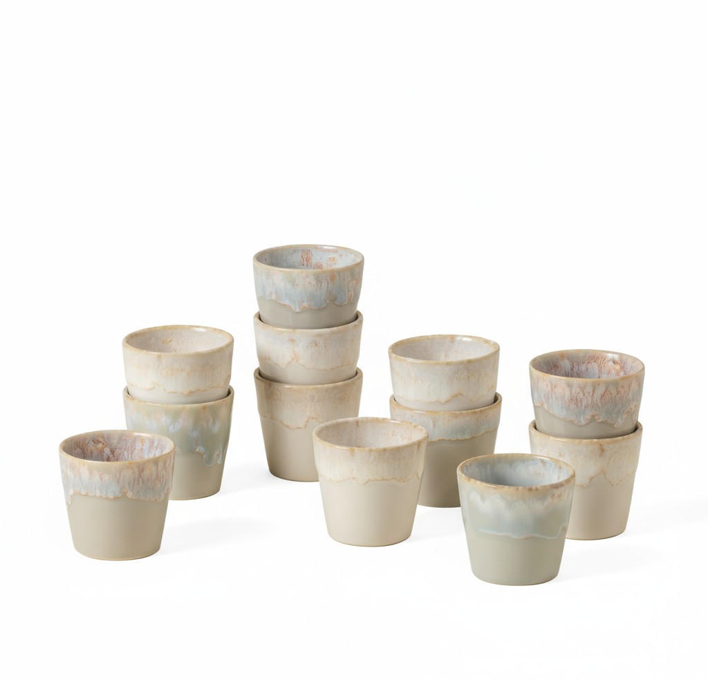 ESPRESSOTASSENSET 80ML GRESPRESSO 12-teilig  - Weiß Hochglanz/Hellgrau, Basics, Keramik - Costa Nova