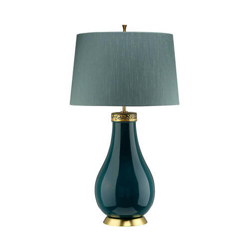 NAMIZNA SVETILKA  Elstead Havering      41/73.5 cm       - turkizna/barve medenine, Konvencionalno, kovina/tekstil (41/73.5cm) - Elstead Lighting