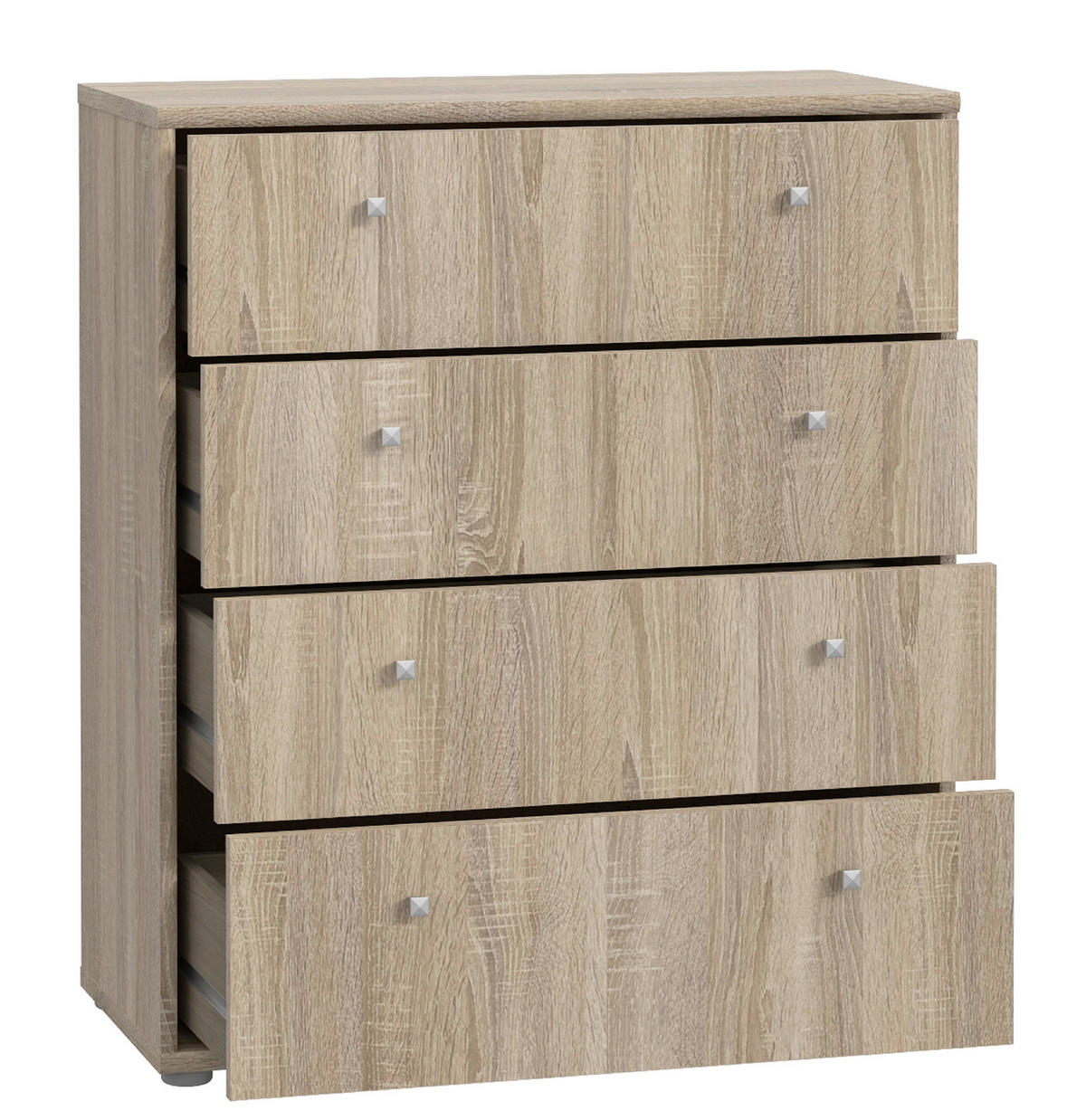 KOMMODE 73,7/85,5/34,8 cm  in Sonoma Eiche  - Alufarben/Sonoma Eiche, Design, Holzwerkstoff/Kunststoff (73,7/85,5/34,8cm)