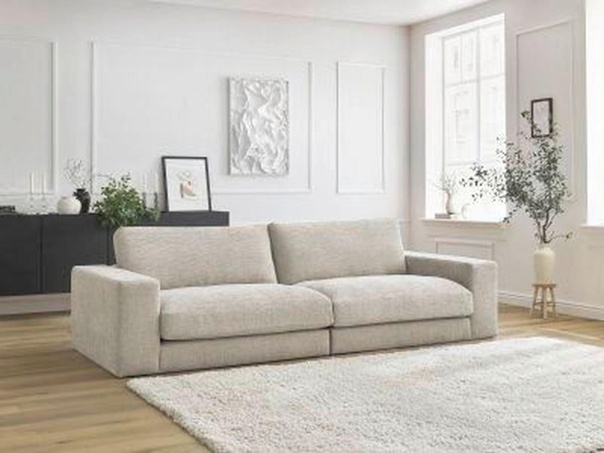 3-SITZER-SOFA LEONARD Struktur Beige  - Beige/Schwarz, MODERN, Kunststoff/Textil (234/109/77cm)