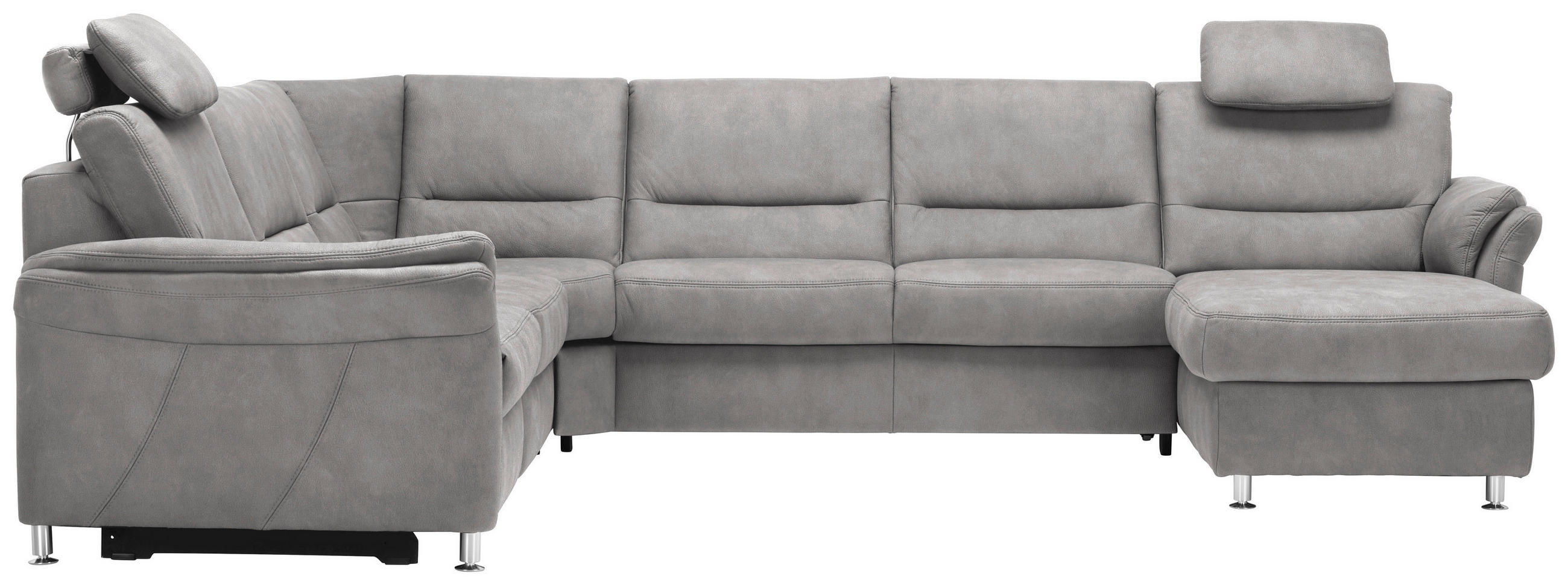 WOHNLANDSCHAFT in Mikrofaser Ecru  - Ecru/Alufarben, KONVENTIONELL, Textil/Metall (262/335/173cm) - Beldomo System