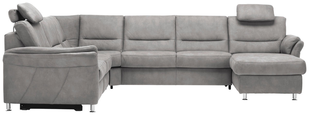 SOFFA i mikrofiber ecru  - aluminiumfärg/ecru, Klassisk, metall/textil (262/335/173cm) - Beldomo System