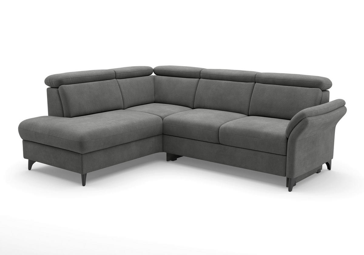 ECKSOFA Flachgewebe Grau  - Schwarz/Grau, Konventionell, Textil/Metall (193/247cm) - Sit & More