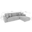 ECKSOFA Grau Cord  - Chromfarben/Grau, KONVENTIONELL, Kunststoff/Textil (293/195cm) - Carryhome