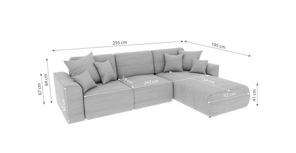 ECKSOFA Taupe Cord  - Taupe/Chromfarben, KONVENTIONELL, Kunststoff/Textil (293/195cm) - Carryhome