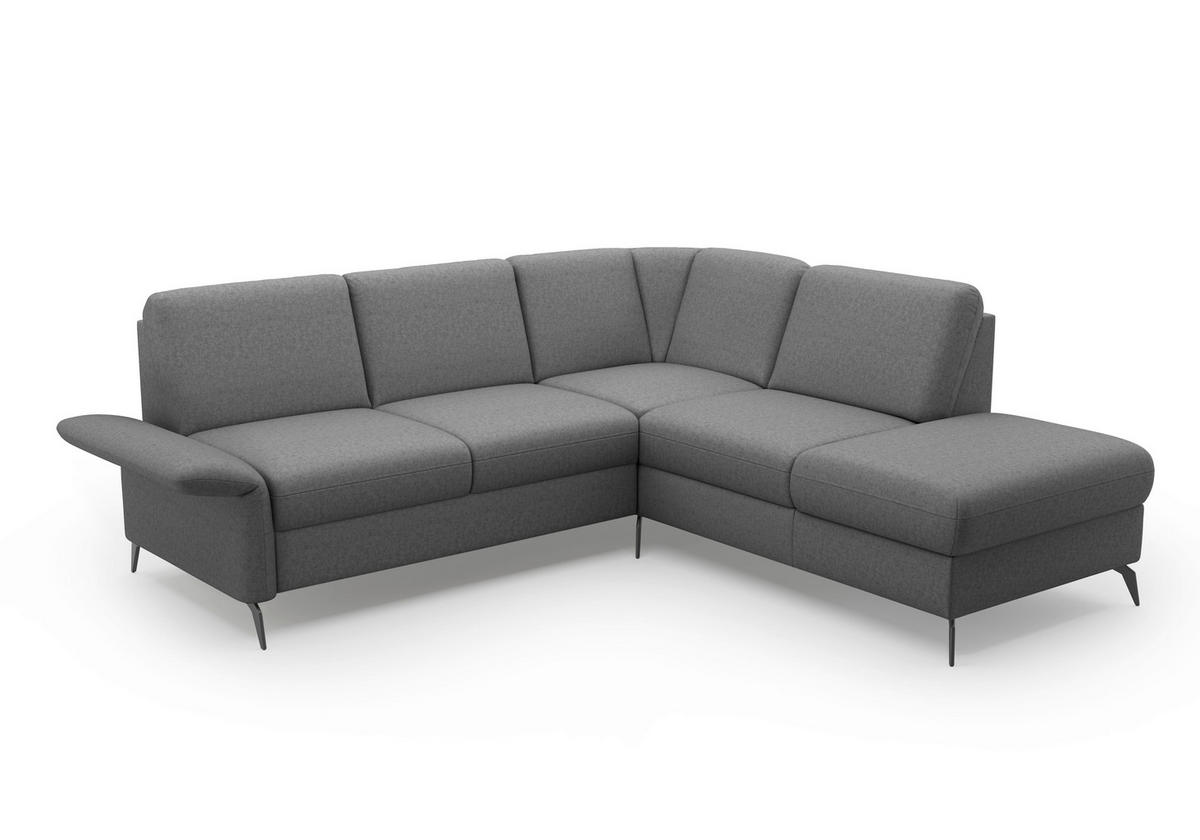 ECKSOFA ROCHELLE E Dunkelgrau Flachgewebe  - Dunkelgrau/Schwarz, KONVENTIONELL, Textil/Metall (240/216cm) - Sit & More
